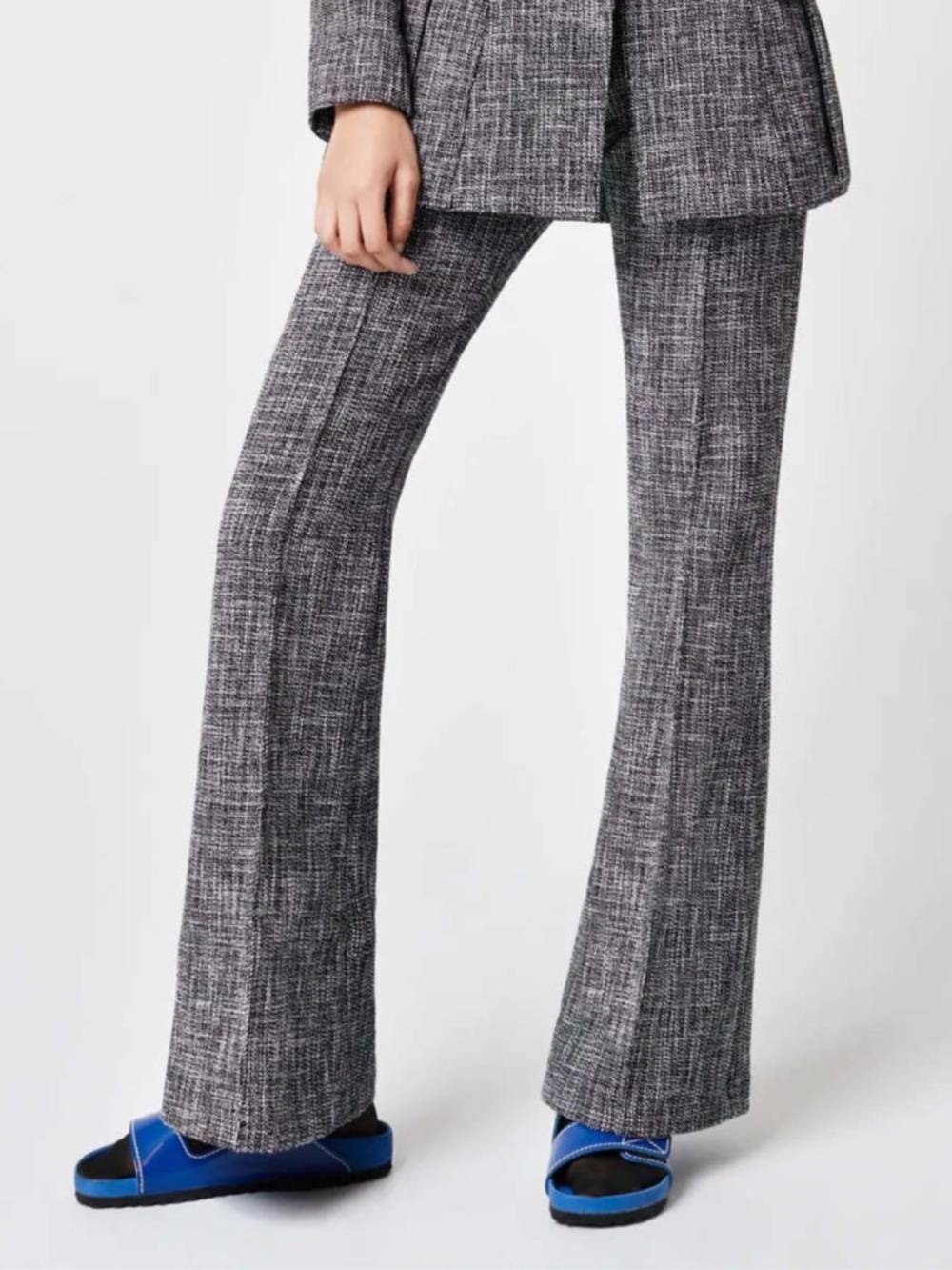 NEW Smythe Pintuck Flare Pant Black Tweed 0
